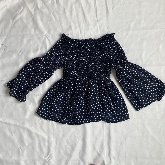 QED London Polka Dot Off Shoulder Top - Picture 2 of 9